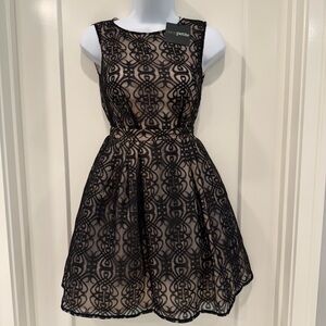 ASOS petite XS Black Lace Overlay Dress